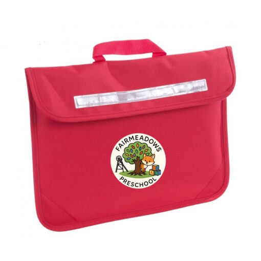 Fairmeadows Pre-School Red Book Bag 2025 Logo