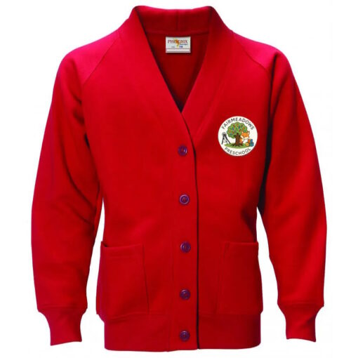 Fairmeadows Pre-School Red Cardigan 2025 Logo