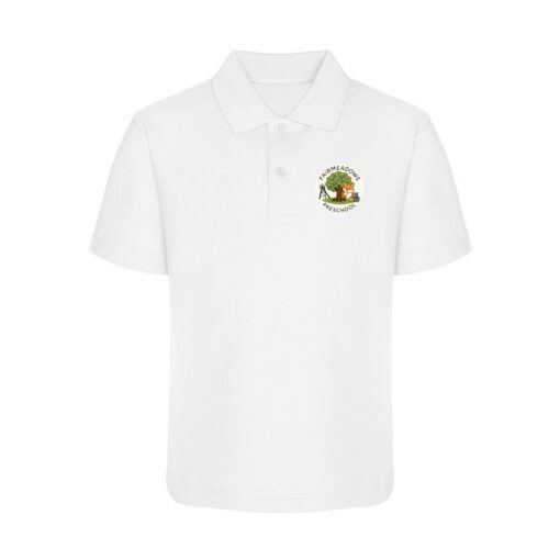 Fairmeadows Pre-School White Polo 2025 Logo