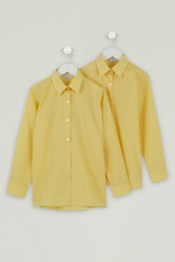 2 Pack Gold Non-Iron Girls L/S Blouses