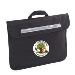 Fairmeadows Pre-School Black Book Bag 2025 Logo